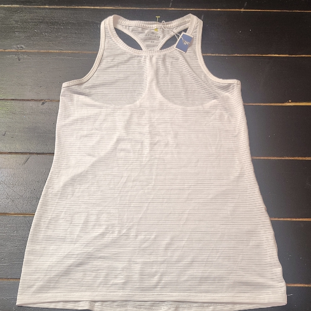 ATHLETA Women's White Striped Tank Top